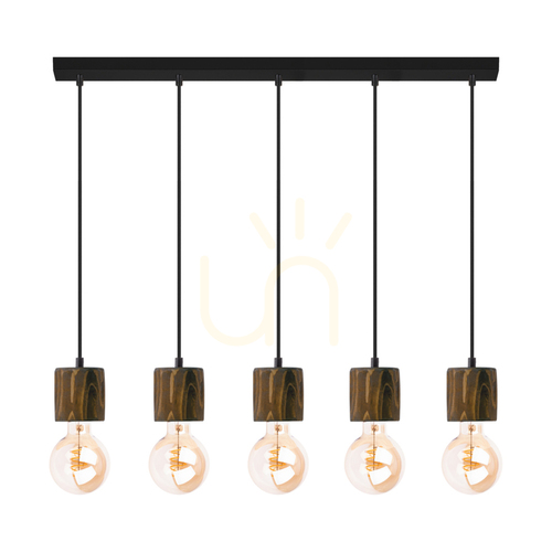 Kontrollera Skog taklampa, valnöt/svart, 5xE27, 100 cm