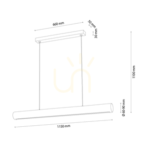Vudovi taklampa, valnöt/svart, 1xLED 45 W, 115 cm small 1