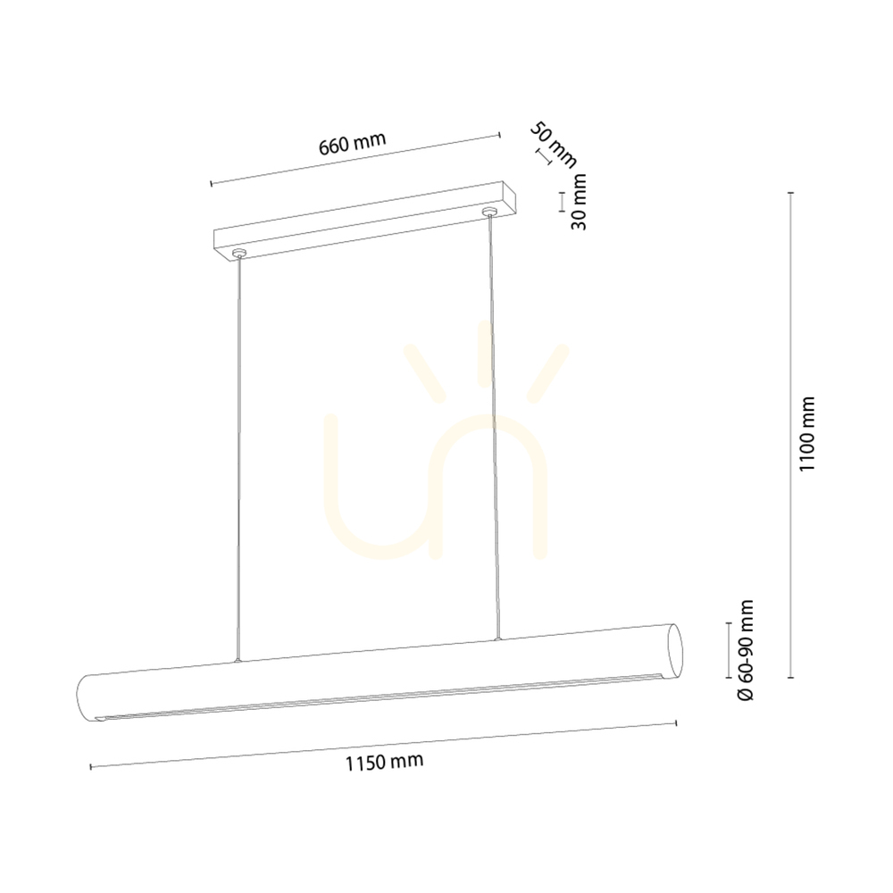 Utsikt Vudovi taklampa, valnöt/svart, 1xLED 45 W, 115 cm Vudovi taklampa, valnöt/svart, 1xLED 45 W, 115 cm