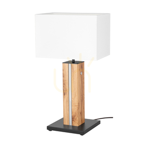 Flamo bordslampa, ek/svart, vit lampskärm, 1xE27 + 1xLED 4,6 W, 30 cm small 0