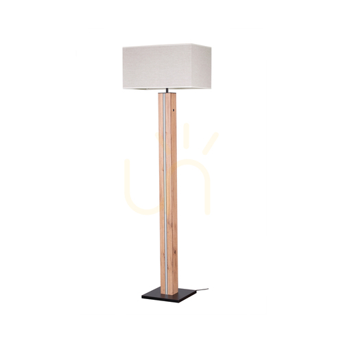 Kontrollera Flamo golvlampa, ek/svart, beige lampskärm, 1xE27 + 1xLED 16 W, 45 cm