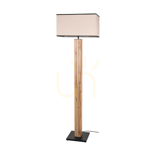 Kontrollera Flamo golvlampa, ek/svart, beige-svart lampskärm, 1xE27 + 1xLED 16 W, 45 cm