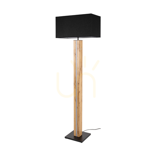 Kontrollera Flamo golvlampa, ek/svart, svart lampskärm, 1xE27 + 1xLED 16 W, 45 cm