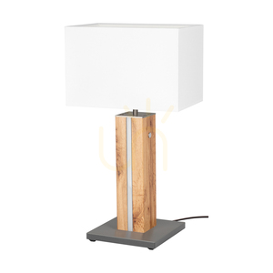 Flamo bordslampa, ek/grå, vit lampskärm, 1xE27 + 1xLED 4,6 W, 30 cm 0 Flamo bordslampa, ek/grå, vit lampskärm, 1xE27 + 1xLED 4,6 W, 30 cm small 0