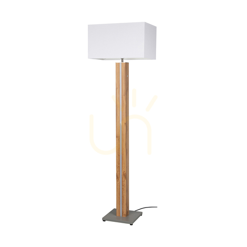 Kontrollera Flamo golvlampa, ek/grå, vit lampskärm, 1xE27 + 1xLED 16 W, 45 cm