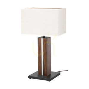 Flamo bordslampa, valnöt/svart, beige lampskärm, 1xE27 + 1xLED 4,6 W, 30 cm small 0