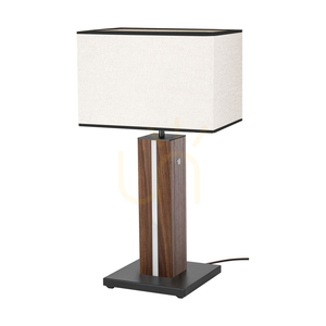 Flamo bordslampa, valnöt/svart, beige-svart lampskärm, 1xE27 + 1xLED 4,6 W, 30 cm small 0