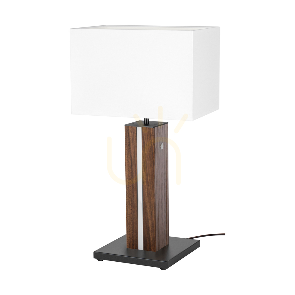 Kontrollera Flamo bordslampa, valnöt/svart, vit lampskärm, 1xE27 + 1xLED 4,6 W, 30 cm Flamo bordslampa, valnöt/svart, vit lampskärm, 1xE27 + 1xLED 4,6 W, 30 cm