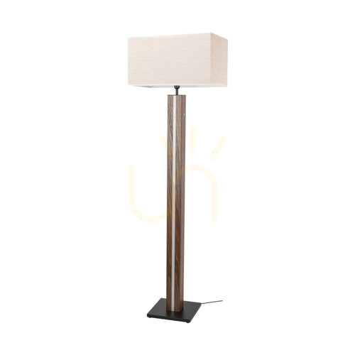 Kontrollera Flamo golvlampa, valnöt/svart, beige lampskärm, 1xE27 + 1xLED 16 W, 45 cm
