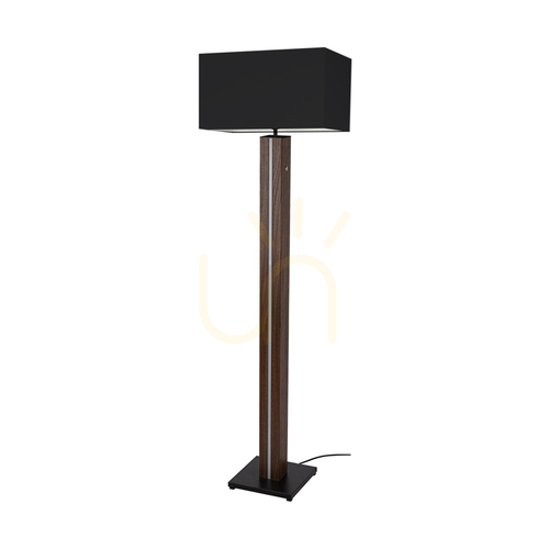Kontrollera Flamo golvlampa, valnöt/svart, svart lampskärm, 1xE27 + 1xLED 16 W, 45 cm