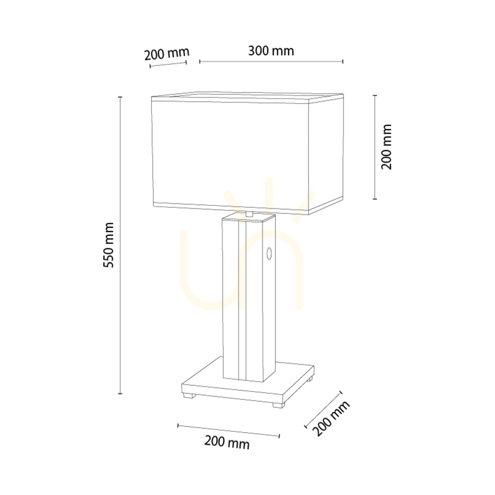 Utsikt Flamo bordslampa, valnöt/grå, vit lampskärm, 1xE27 + 1xLED 4,6 W, 30 cm Flamo bordslampa, valnöt/grå, vit lampskärm, 1xE27 + 1xLED 4,6 W, 30 cm