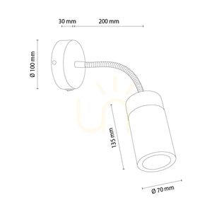 Artemis vägglampa, oljad ek/svart, 1xGU10, 6 W, 30 cm small 2