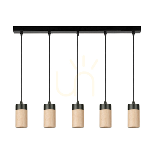 Kontrollera Artemis taklampa, oljad ek/svart, 5xGU10, 6 W, 100 cm