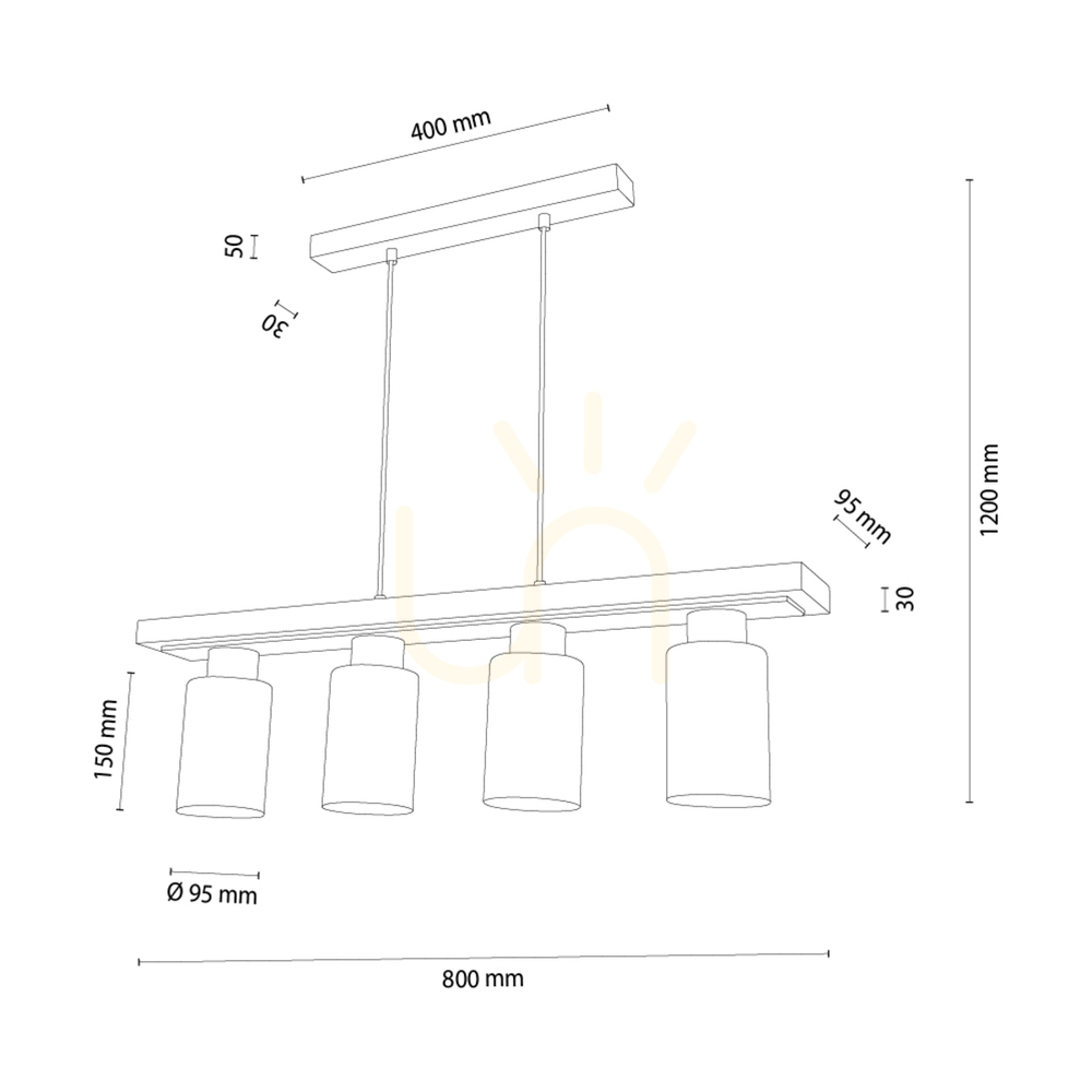Utsikt Bella taklampa, oljad ek/vit, 4xE27, 80 cm Bella taklampa, oljad ek/vit, 4xE27, 80 cm