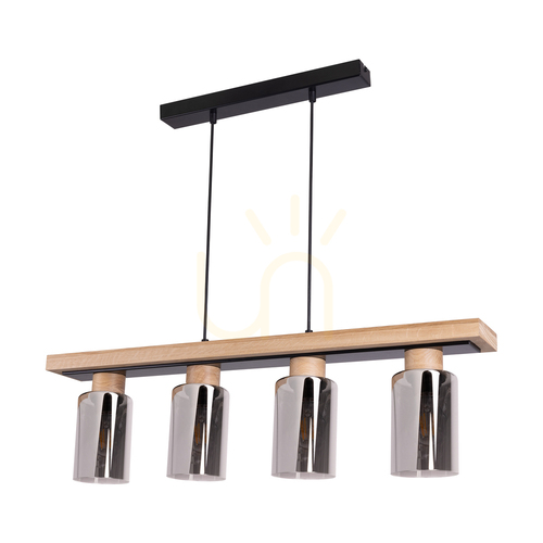 Kontrollera Bella taklampa, oljad ek/svart, 4xE27, 80 cm