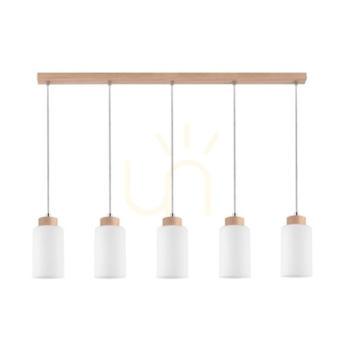 Kontrollera Selva taklampa, oljad ek, 5xE27, 100 cm