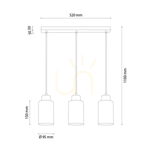 Selva taklampa, oljad ek, 3xE27, 52 cm small 1