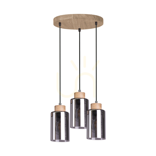 Kontrollera Selva taklampa, oljad ek, 3xE27, Ø30 cm