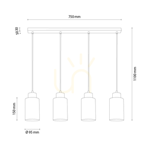 Selva taklampa, oljad ek, 4xE27, 75 cm small 1