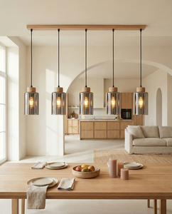 Selva taklampa, oljad ek, 5xE27, 100 cm 1 Selva taklampa, oljad ek, 5xE27, 100 cm small 1