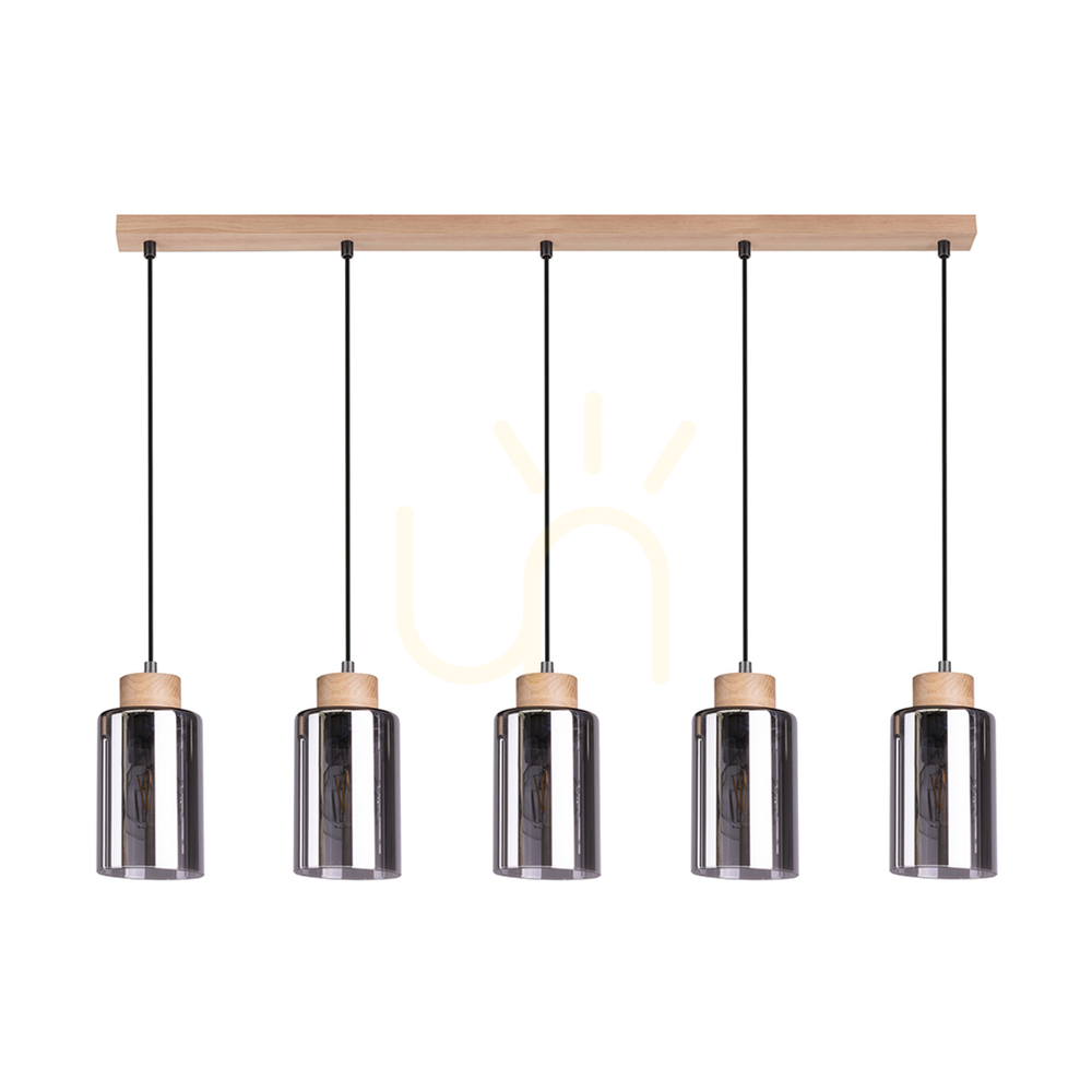Kontrollera Selva taklampa, oljad ek, 5xE27, 100 cm Selva taklampa, oljad ek, 5xE27, 100 cm