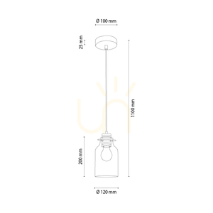 Allexa taklampa, oljad ek, 1xE27, Ø10 cm small 2