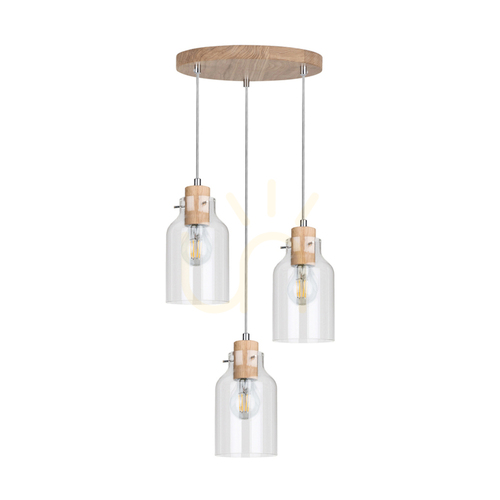 Kontrollera Allexa taklampa, oljad ek, 3xE27, Ø30 cm