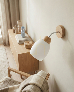 Skaja vägglampa, oljad ek, 1xE27, 30 cm small 1