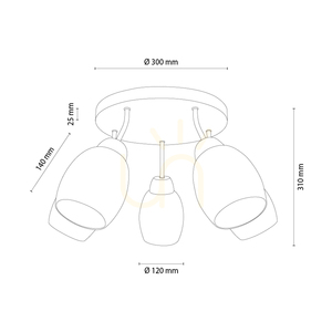 Skaja taklampa, oljad ek, 5xE27, Ø30 cm small 1