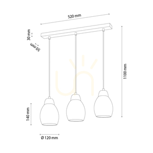 Skaja taklampa, oljad ek, 3xE27, 54 cm small 1