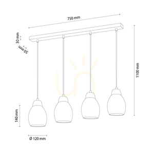 Skaja taklampa, oljad ek, 4xE27, 75 cm small 1