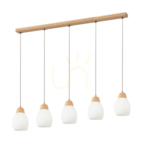 Kontrollera Skaja taklampa, oljad ek, 5xE27, 100 cm