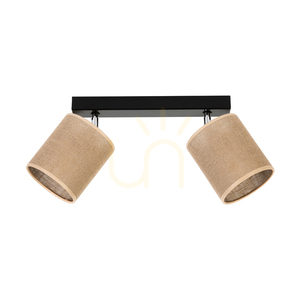 Canva taklampa, svart med beige lampskärm, 2xE27, 52 cm small 0