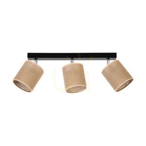 Brinova CANVA taklampa 3×E27, svart med beige juteskärmar, 67 cm small 0