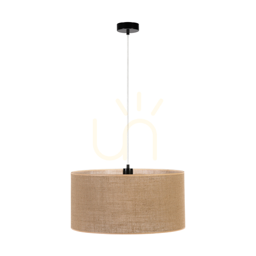 Kontrollera Canva taklampa, svart med beige skärm, 1xE27, Ø50 cm