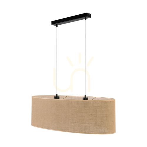 Kontrollera Canva taklampa, svart med beige skärm, 2xE27, 80 cm