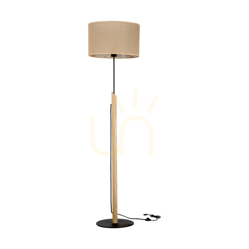 Kontrollera Canva golvlampa, oljad ek/svart, beige lampskärm, 1xE27, Ø40 cm