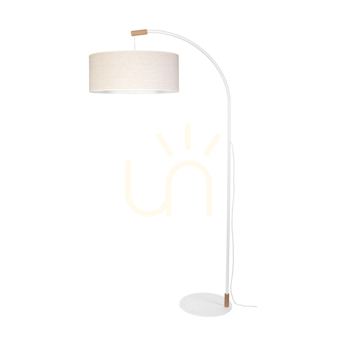 Kontrollera Brindille golvlampa, oljad ek/vit, beige lampskärm, 1xE27, 94 cm