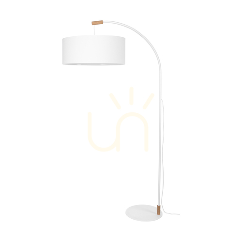 Kontrollera Brindille golvlampa, oljad ek/vit, vit lampskärm, 1xE27, 94 cm
