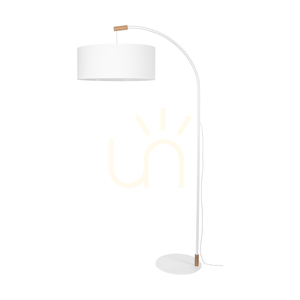 Brinova Brindille båggolvlampa 205 cm, vit / oljad ek, vit tygskärm, E27 small 0