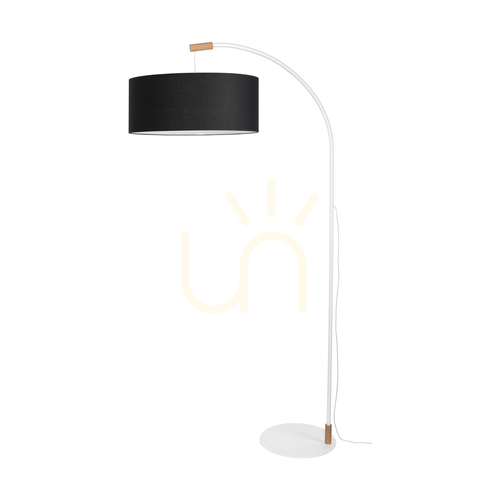Kontrollera Brindille golvlampa, oljad ek/vit, svart lampskärm, 1xE27, 94 cm
