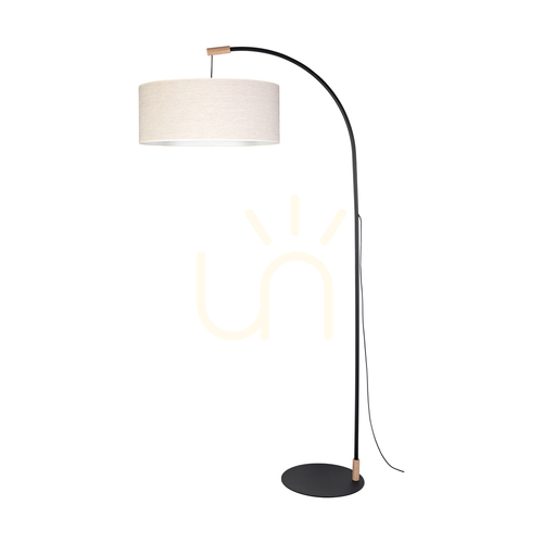 Kontrollera Brindille golvlampa, oljad ek/svart, beige lampskärm, 1xE27, 94 cm