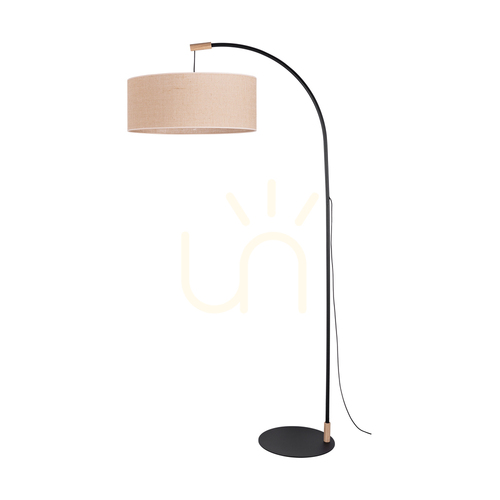 Kontrollera Brindille golvlampa, oljad ek/svart, beige lampskärm, 1xE27, 94 cm