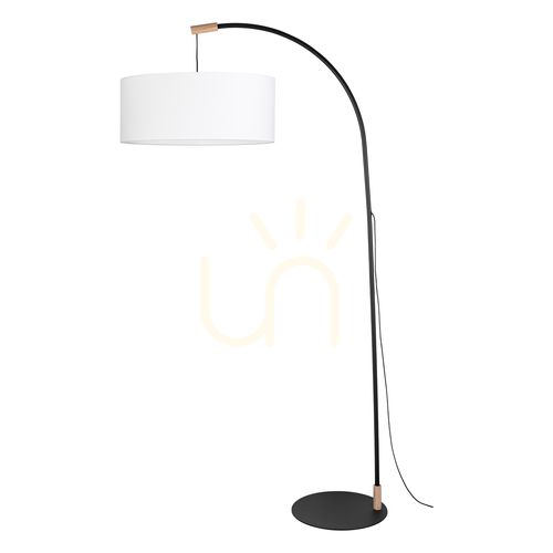 Kontrollera Brindille golvlampa, oljad ek/svart, vit lampskärm, 1xE27, 94 cm