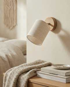 Dreva vägglampa, oljad ek, beige skärm, 1xE27, 25 cm small 1