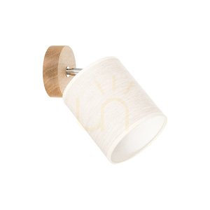Dreva vägglampa, oljad ek, beige skärm, 1xE27, 25 cm small 0