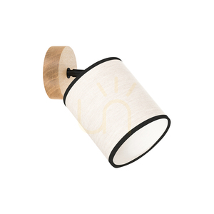 Dreva vägglampa, oljad ek, beige-svart skärm, 1xE27, 25 cm small 0