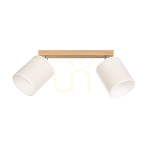 Dreva taklampa, oljad ek, beige skärm, 2xE27, 52 cm small 0