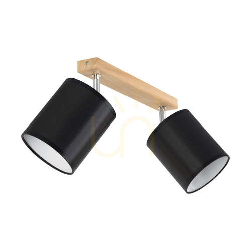 Kontrollera Dreva taklampa, oljad ek, svart skärm, 2xE27, 52 cm