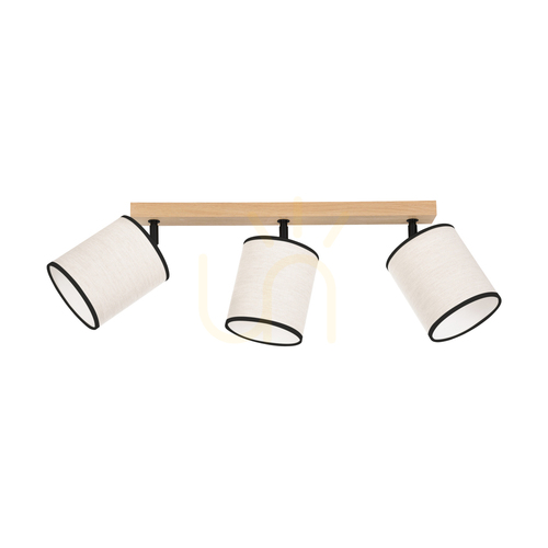 Kontrollera Dreva taklampa, oljad ek, beige-svart skärm, 3xE27, 67 cm